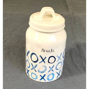 Rae Dunn Magenta XOXO Indigo Sweets Canister 8.5"